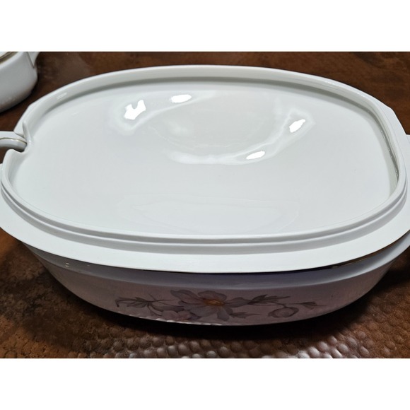 Epiag Pastelle 12" Rectangular Tureen Lid Czech Porcelain Floral Gold Trim Large - Picture 7 of 11